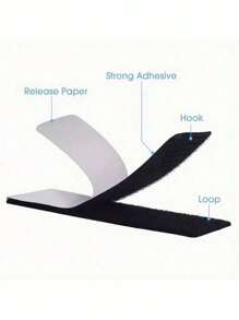 SHEIN 10/20/40/60pcs Self Adhesive Hook And Loop Strips, Sticky Back Tape Fastener, Heavy Duty Mounting Strips For Home Or Office Use - Instead Of Holes And Screws - Black - View 15