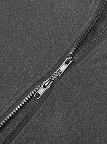 女士新款双拉链夹克，日常合身高弹力羊毛外套 - 深灰色 - 查看 5