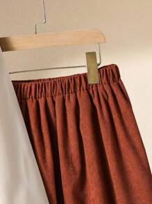 Bộ 2 món thanh lịch cho bé gái tuổi teen, áo dài tay cài nút trang trí nơ tương phản và chân váy mini màu trơn - Nhiều màu - Xem 6