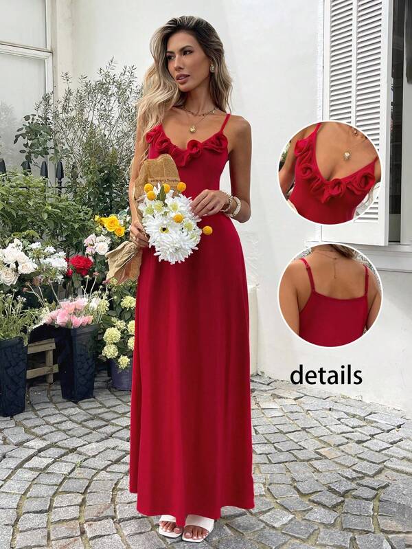 SHEIN LUNE Casual Women 3D Floral Collar Strap Dress Summer Dresses For Women Summer Dresses For Women Summer Dress Vacation Outfits Woman Beach Outfits For Woman Wedding Guest Dress Women Business Casual Woman Birthday Dresses For Women Vacation Outfits Women Country Concert Outfit Western Wear Women School Clothes Concert Outfit Women Teacher Outfits For Women Vacation Dress Casual Dresses For Woman 4th Of July Outfit Women Flowy Dress Vacation Dresses Summer Clothes Women Dresses For Women Casual Summer Dresses For Vacation Airport Outfit Red