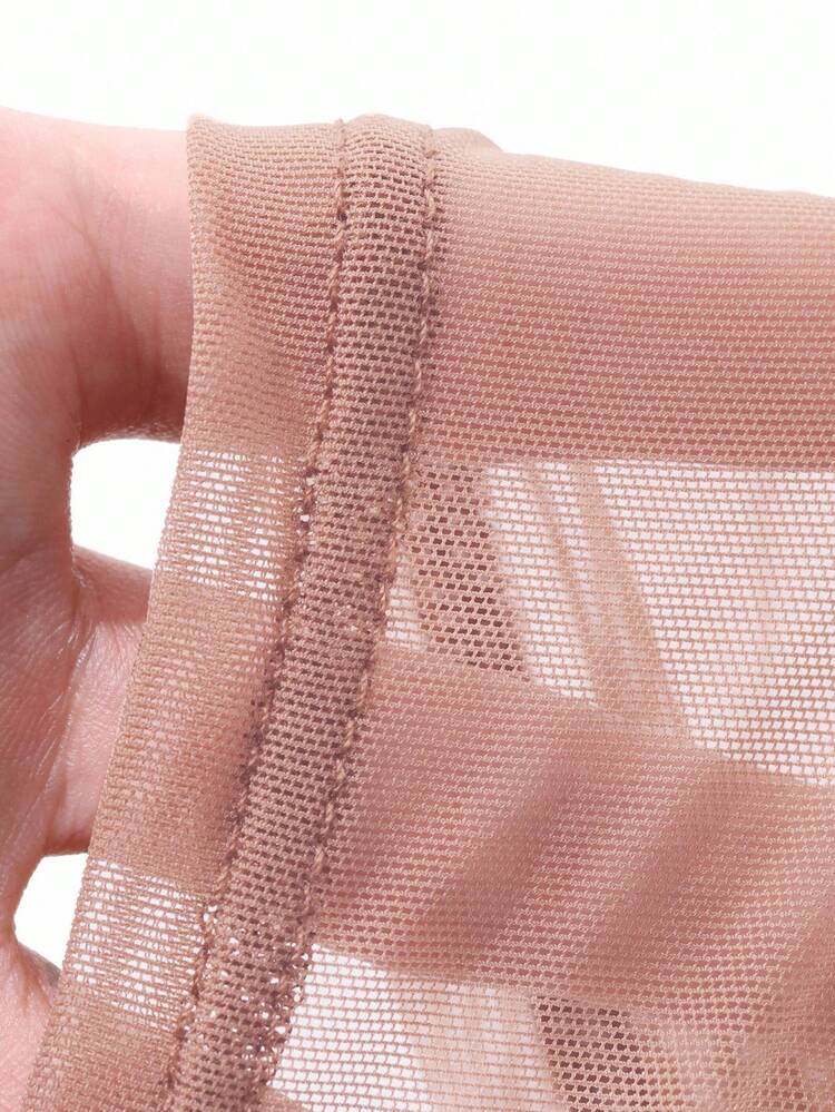 Women's Elastic Mesh Sheer One Shoulder Blouse, Spring/Summer Long Sleeve Top Off Shoulder Top