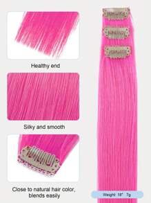 9AM Hair Colored Clip In Hair Extensions 100% Real Human Hair 18 Inch 3 Chiếc Đỏ/Xanh Dương/Xanh Lá/Hồng/Cam Vô Hình Thẳng Highlight Nhiều Màu Sắc Tóc Giả Cầu Vồng Cho Phụ Nữ/Bé Gái - Nhiều màu - Xem 5