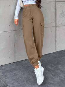 EURMUSE Women's Street Style Casual Work Jeans - Brown - View 5