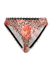 5pcs/Pack Plus Size Leopard Print Animal Pattern Comfortable Briefs & Thongs - Multicolor - View 10