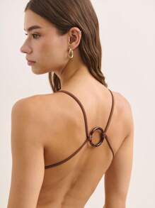 Nöista Women's Summer Beach Tie Front Sexy Bikini Swimwear Set - Brown - View 6