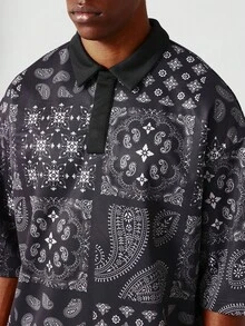 SUMWON Oversized Polo Shirt With Paisley Graphic - Multicolor - View 6