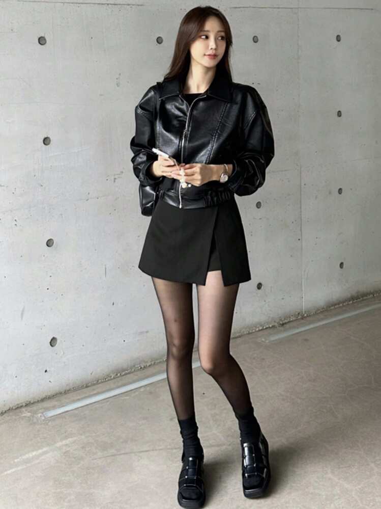 DAZY Women Summer Simple Solid Color Side Split Skort