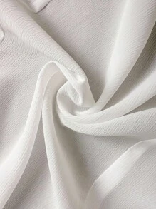 SHEIN Clasi Plus Size Summer Casual Solid Color Ruffle Front Button Up Shirt - White - View 3