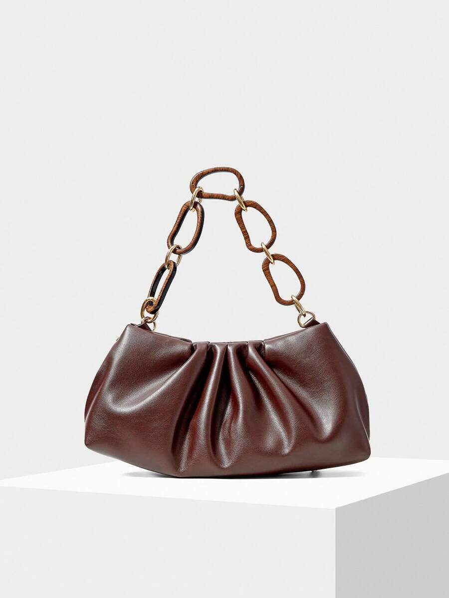 MOTF PREMIUM PU LEATHER SPECIAL SHOULDER STRAP CLUTCH - Coffee - View 1