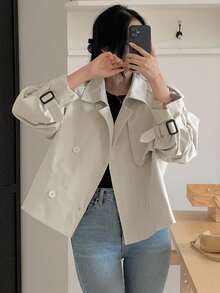 DAZY 女士宽松休闲短款风衣外套