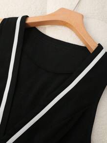SHEIN Clasi Plus Size Women Casual Simple Contrast Color Design Thin Jacket Winter Fall Autumn - Black - View 6
