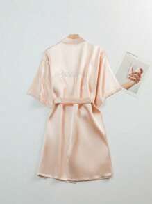 SHEIN 1PC Wedding Bridal Bridal Tinted Robe Silk Robe Wedding Makeup Advanced Dressing Gown Suitable For Hotels, Wedding Parties, Protective Party Wear - Champagne bridesmaids - View 2