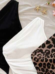 SHEIN 3pcs/Pack Tween Girls' Casual Minimalist Comfortable Asymmetric Hem Camisole - Black - View 4