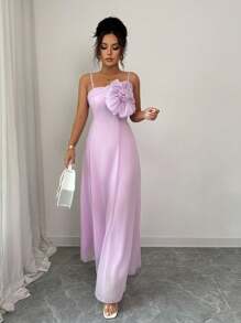Elenzga Women's Elegant Charming Romantic Sleeveless Floral Print Bodycon Maxi Dress, Perfect For Dates, Parties, Beach Photos, Summer High-End Dress - Mauve Purple - View 6