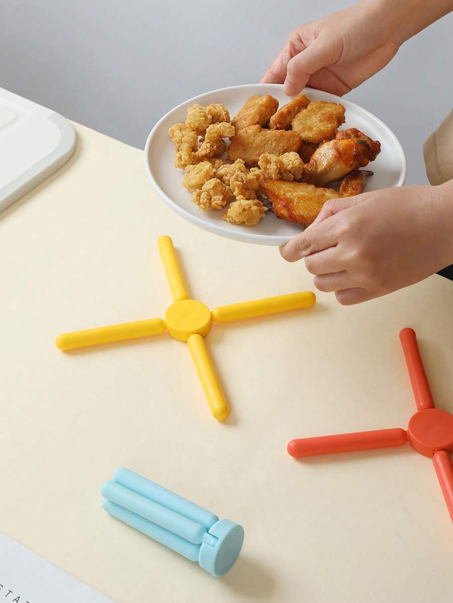 1PC创意碗垫盘垫锅垫家用耐热隔热锅垫杯垫厨房防滑可折叠圆形防烫餐桌垫 - 均碼 - 查看 1