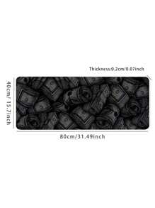 SHEIN 1 pieza Alfombrilla de ratón con diseño de dólar, alargada, antideslizante, en negro y blanco, para escritorio, gaming, oficina, vuelta al cole - Negro - Ver 5