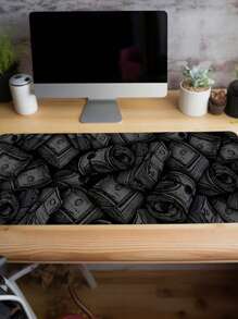 SHEIN 1 pieza Alfombrilla de ratón con diseño de dólar, alargada, antideslizante, en negro y blanco, para escritorio, gaming, oficina, vuelta al cole - Negro - Ver 3