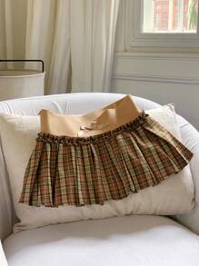 Comfortcana Váy mini in họa tiết kẻ caro thắt nơ cổ điển cho nữ, mùa hè - Nhiều màu - Xem 6