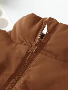 SHEIN Unisex Cotton Padded Vest Jacket,Suitable For Babygirl And Babyboy,Brown Autumn Modest Date,Essential Winter Puffer Vest,All-Match Fall Baby Vest - Brown - View 4