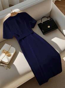 GlowEve CURVE 夏季加大码优雅纯色前扣连衣裙