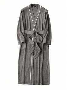 SHEIN 1pc华夫格白色浴袍成人男女浴袍春夏浴袍民宿浴袍吸水速干宽松版型浴室用品家居用品