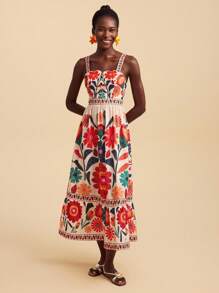 Travachic 夏季度假休闲花卉印花吊带背心连衣裙 - 彩色 - 查看 5