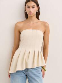 Nöista Elegant Apricot Summer Off Shoulder Top With Ruffle Hem,Vacation Luxury Every Day Look Wedding Party Festival - Apricot - View 1