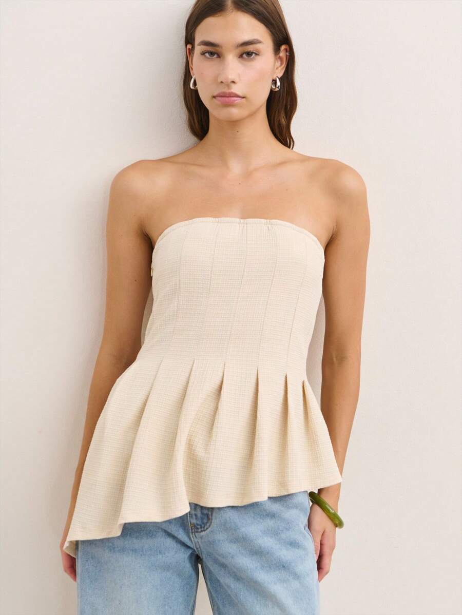 Nöista Elegant Apricot Summer Off Shoulder Top With Ruffle Hem,Vacation Luxury Every Day Look Wedding Party Festival - Apricot - View 1
