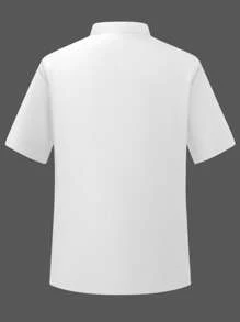 Manfinity Homme Camicia corta a manica corta da chef uomo con collo alla coreana e chiusura monopetto