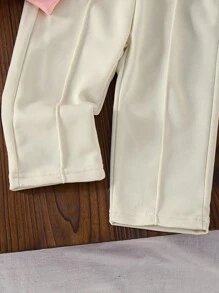 SHEIN Vintaside Kids 女宝宝针织3D花卉毛衣+直筒裤两件套，秋冬 - 粉色 - 查看 5