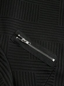 SHEIN Tall 女士休闲翻领纹理面料拉链机车夹克