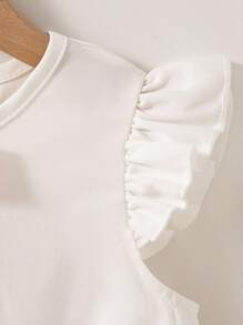 SHEIN Conjunto de 2 piezas estilo pastoral lindo para niña joven: Top con moño de color contrastante + Pantalones cortos con estampado floral, look fresco y casual, primavera y verano - Rosa - Ver 5