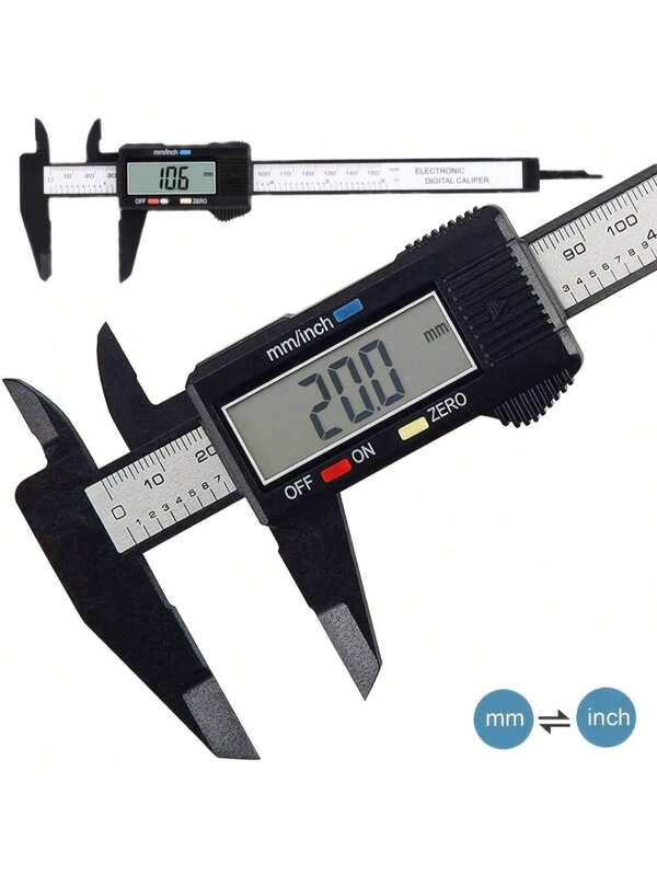 SHEIN 1pc 0 - 6" / 0 - 150mm Digital Caliper Measuring Tool Electronic Micrometer Caliper Electronic Digital Caliper Carbon Fiber Dial Vernier Caliper Gauge Micrometer Measuring Tool Digital Ruler
