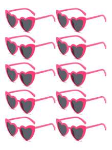 10 件可爱有趣的心形装饰时尚眼镜，男女皆宜，适合婚礼派对、舞会等，白色，圣诞节 - 玫瑰紅 - 查看 1