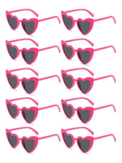 10 件可爱有趣的心形装饰时尚眼镜，男女皆宜，适合婚礼派对、舞会等，白色，圣诞节