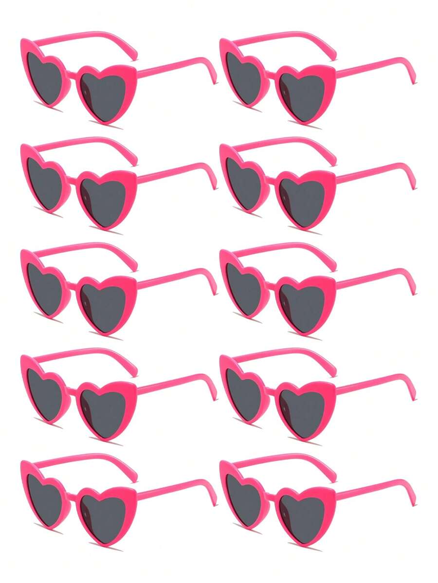 10 件可爱有趣的心形装饰时尚眼镜，男女皆宜，适合婚礼派对、舞会等，白色，圣诞节 - 玫瑰紅 - 查看 1