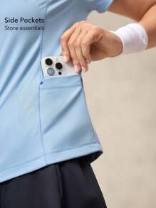 OutZeal Women Outdoor Tee Work Gym Wear Summer UV Protection Cool Touch Round Neck Feature Pocket - Blue - View 3