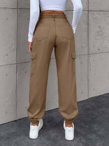 EURMUSE Women's Street Style Casual Work Jeans - Brown - View 2