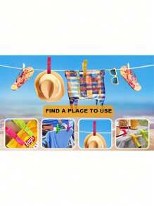 SHEIN 4/8 buc cleme pentru prosoape de plajă - Elemente esențiale pentru croazieră, cleme pentru scaune de piscină, cleme mari de agățat, suport pentru prosoape de plajă, cârlige de rufe pentru a împiedica prosopul să se sufle, articole indispensabile pentru plaja de vacanță