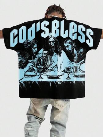 Street Life Men's Batwing Sleeve Print Short Sleeve T-Shirt