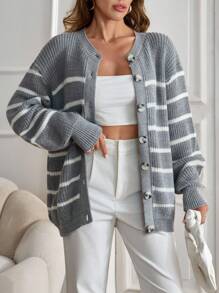 EURMUSE Women Cardigan Butter Yellow With Shine Button With Good Shape,Long Cardigans Woman,Petite Cardigans,Cardigans - Grey - View 5