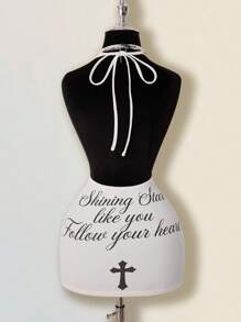 SHEIN ICON 女式十字印花露背系带迷你连衣裙