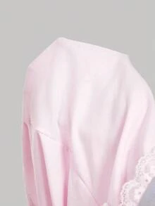 SHEIN MOD Romantisches Damen 2-in-1 Top mit kontrastierender Spitze und asymmetrischem Schnitt, ideal für Sommer, Urlaub, Strand, Geburtstag, Brunch, Elegant, Y2K Tops, Ausgehen - Pink - Übersicht 5