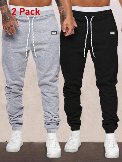 2 st/set minimalistiska joggingbyxor för tonårspojkar, 2 färger tillgängliga, fotlång smal design för en åtsittande passform, bekvämt tyg, lämplig för höst och vinter