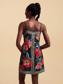 Travachic Women's Floral Print Side Tie Waist Cami Dress, Bohemia Style For Summer Vacation - Black - View 2