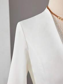 Celure Plus Size Plain V-Neck Long Sleeve Versatile Elegant Office Blazer