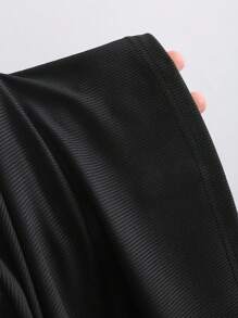 SHEIN Unity Retro American College Style Black Knitted Striped Slim Fit A-Line Short Dress, New Design For Summer - Black - View 8