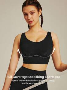 LUVLETTE Black Mid Impact Yoga Daily  Active Tank Top Low Workout Casual-Sports LingerieAsOuterwear Black Basic Gym SizeFreedom Bras Comfortable Must-Haves - Black - View 7