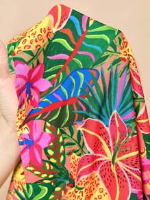 CutesyCutie Young Girl Woven Ditsy Floral Square Collar Ruffle Hem Casual Dress Hawaiian Dress For Girls Kids Vacation Dress Tropical Dress For Girls Girls Summer Dress Kids Luau Dress - Multicolor - View 8