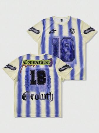 Prep Camiseta de manga corta con estampado de ojos para hombre, adecuada para el uso diario en primavera y verano